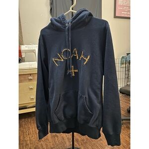Noah Navy Blue Hoodie with leopard print Accents